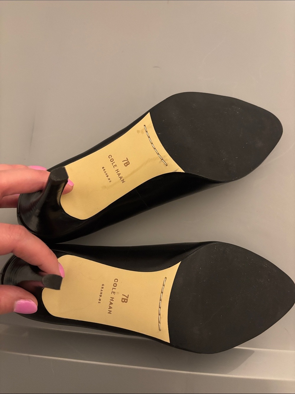 Cole Haan Black Leather Pointed-Toe Pumps - Picture 5 of 5